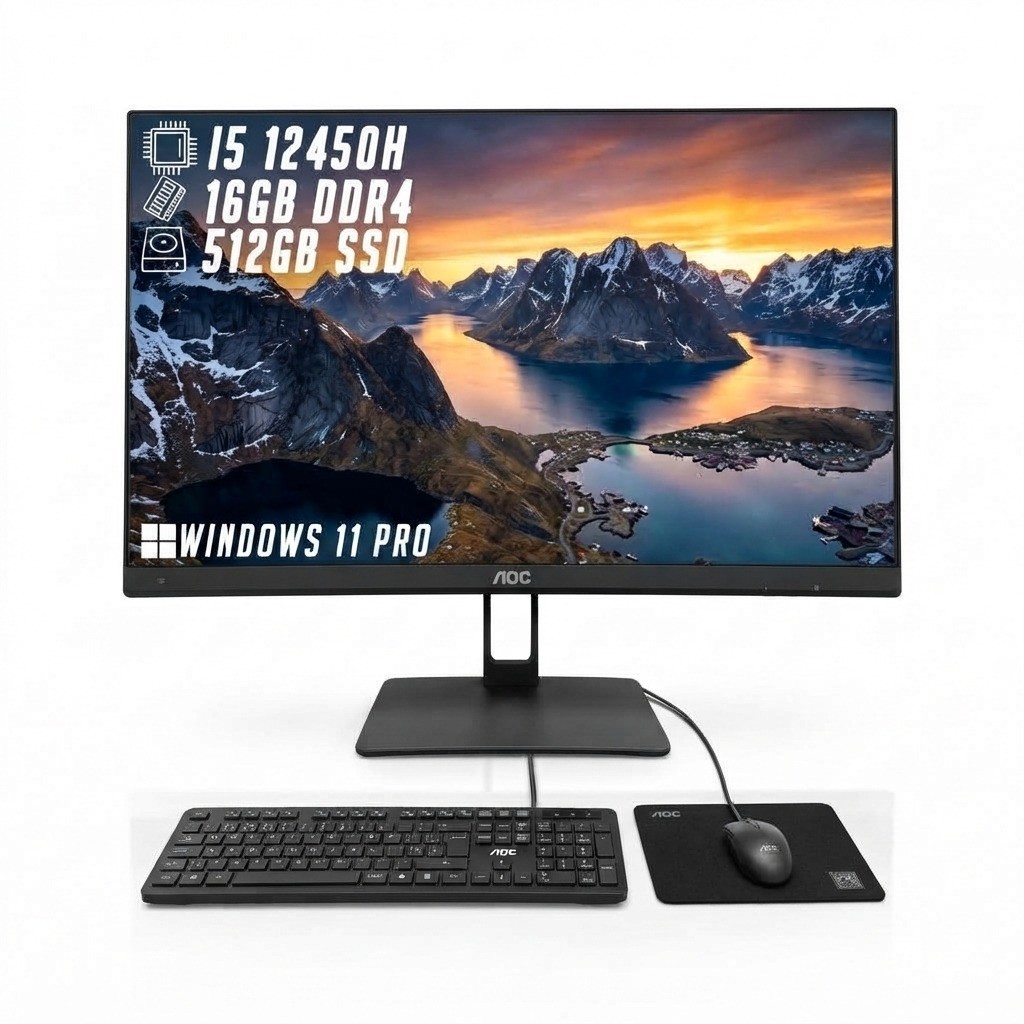 Computador AOC All In One Intel Core I5 12ª Geração 16GB RAM DDR4 SSD 512GB Tela 27" Windows 11 Pro Teclado+Mouse