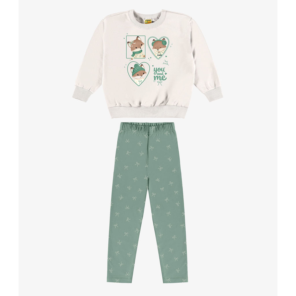 Conjunto Blusão Com Legging Menina Rovi Kids Bege