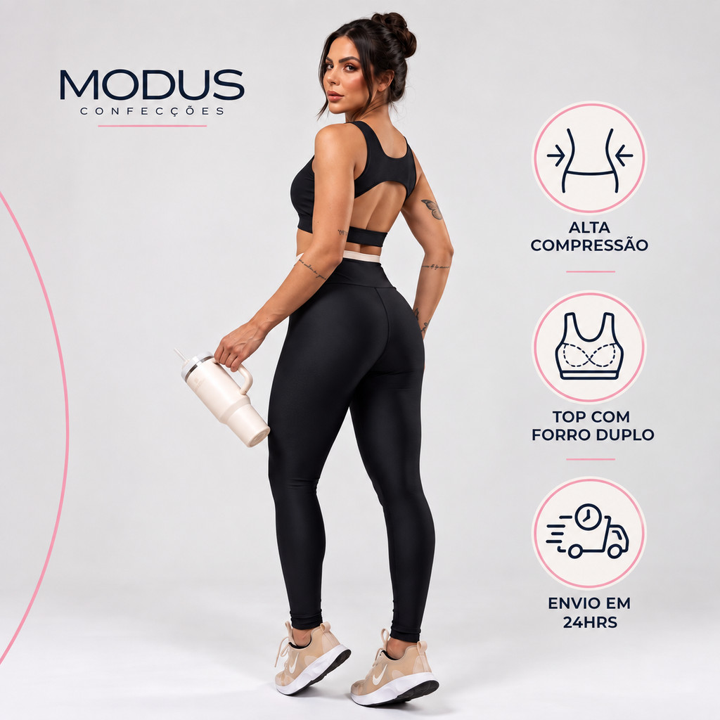 Conjunto Fitness Feminino Premium zero transparência para Academia e Ginástica – Confortável e Leve