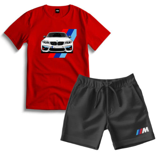 Kit Camiseta Short Moletinho Infantil Juvenil Estampa DTF Lançamento BMW Tendência Conforto Qualidade Premium