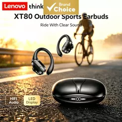 Fones de ouvido Lenovo XT80 - Fones de ouvido sem fio TWS com cancelamento de ruído ENC, graves potentes, visor digital