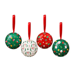 KIT 4 LATAS DECORATIVAS DE NATAL EM METAL 8.5 X 8,1 CM