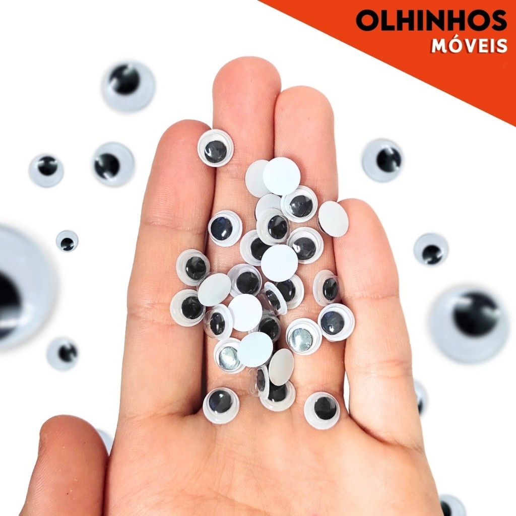Olhinhos Móveis Articulados 100 Unidades para Artesanato, Slime, Fantasias e Bichinhos DIY - MN