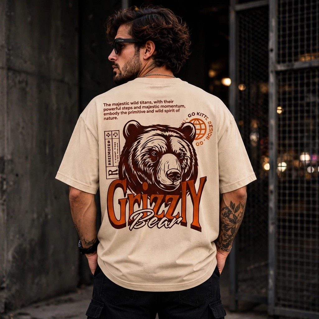 Camiseta Grizzly Bear Urso Pardo Estampa Alta Qualidade Estilosa Várias Cores Streetwear Lançamento Conforto