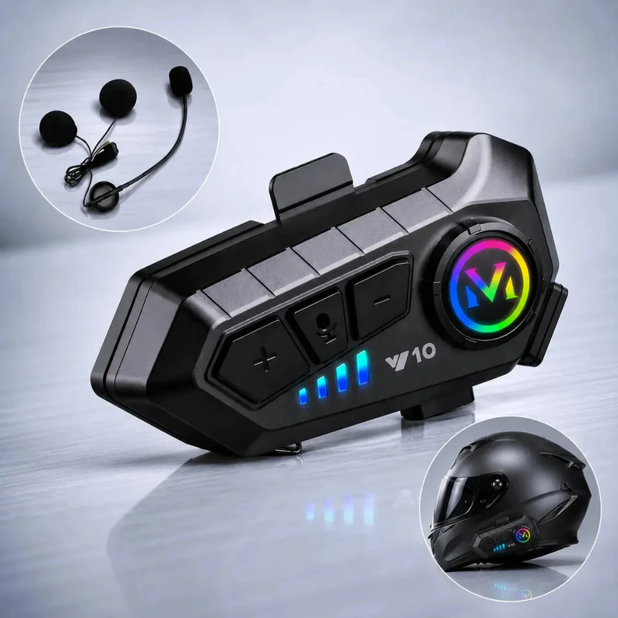 Fone de Ouvido de Capacete para Moto Bluetooth Controle De Voz microfone para moto intercomunicador