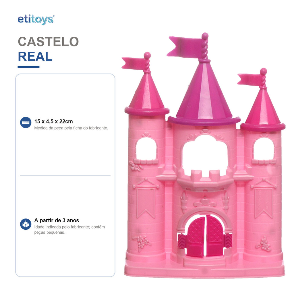 Castelo Real De Brinquedo Rosa 22cm Etitoys — imagem 2 de 2