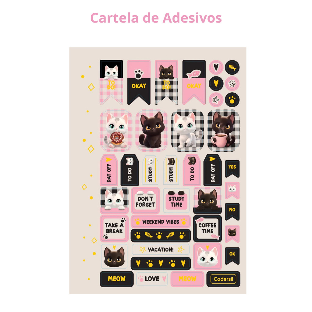Caderno Argolado Colegial 80fls Cute & Cat - CADERSIL · foto 2