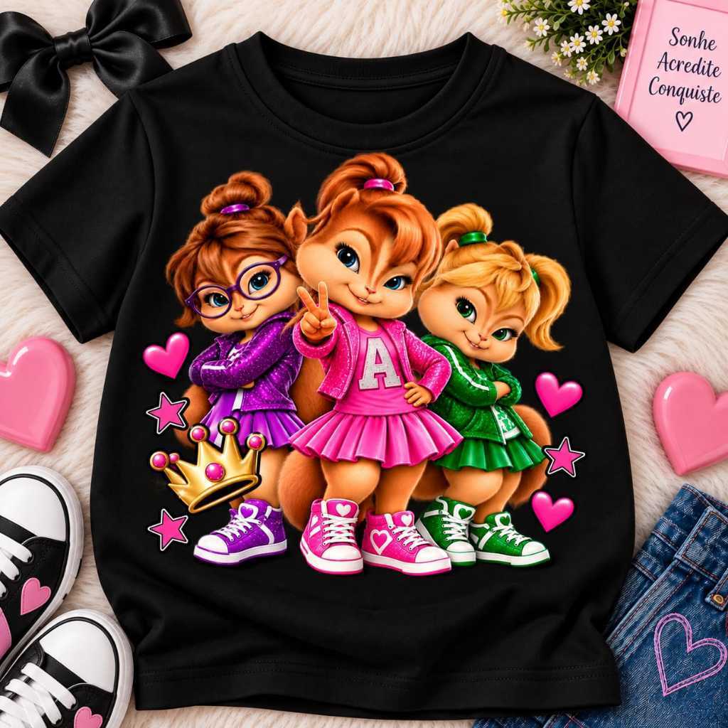 Camiseta Esquiletes Infantil Menino Menina Estampada Colorida Divertida Unissex