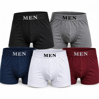 Kit com 5 cuecas boxer macias alta elasticidade, cuecas boxer masculinas sem costura. Uso diário.