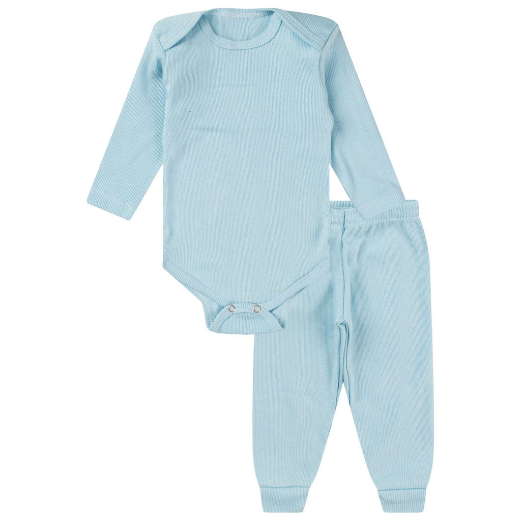 Kit Body Bebê Canelado 2 Peças Kappes Azul