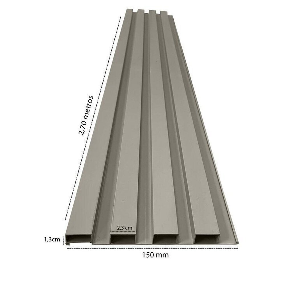 Painel Ripado de PVC 4 Barras de 2,70MX15CM (1,62m²) Bariri Cinza · foto 2