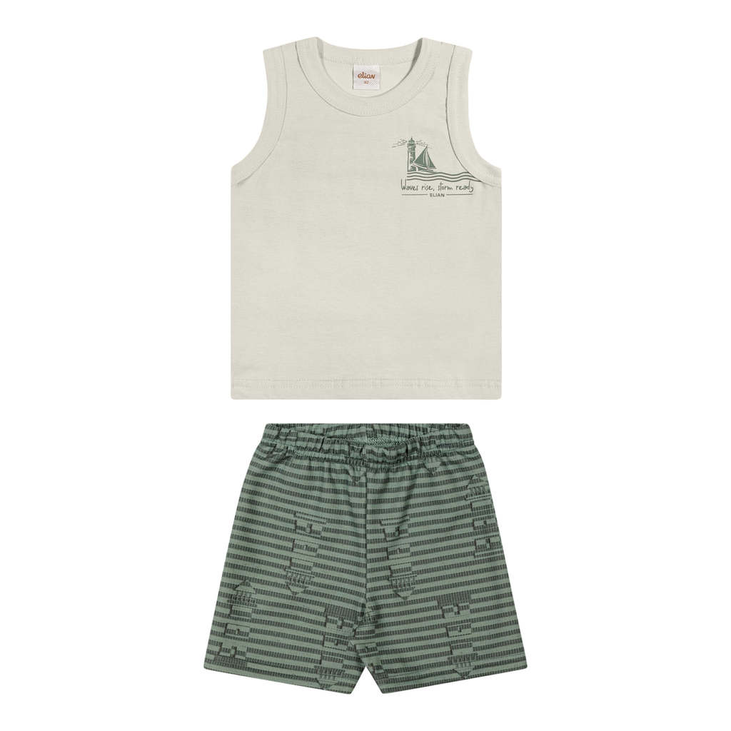 Conjunto Curto Infantil Menino Farol Elian Bege
