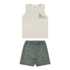Conjunto Curto Infantil Menino Farol Elian Bege