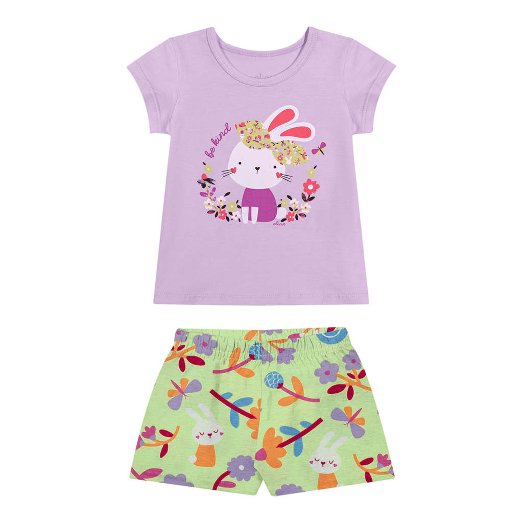 Conjunto Bebê Menina Coelhinho Curto Elian Lilás