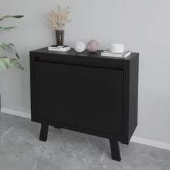Balcão para Escritório 90cm com 2 Portas e 1 Prateleira ME4187 Preto Preto