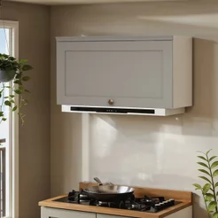 Armário Aéreo Basculante para Cozinha 1 Porta Provençal Iluminata Branco/Fendi Branco/Fendi