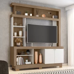 Estante para TV e Home Theater até 50 Polegadas 160CMX188CM 2 Portas Mali Marrom Carvalho Oak/Branco