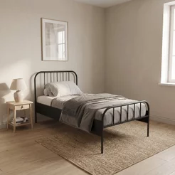 Cama Solteiro em Aço Tubular Julia Preto Yescasa Preto
