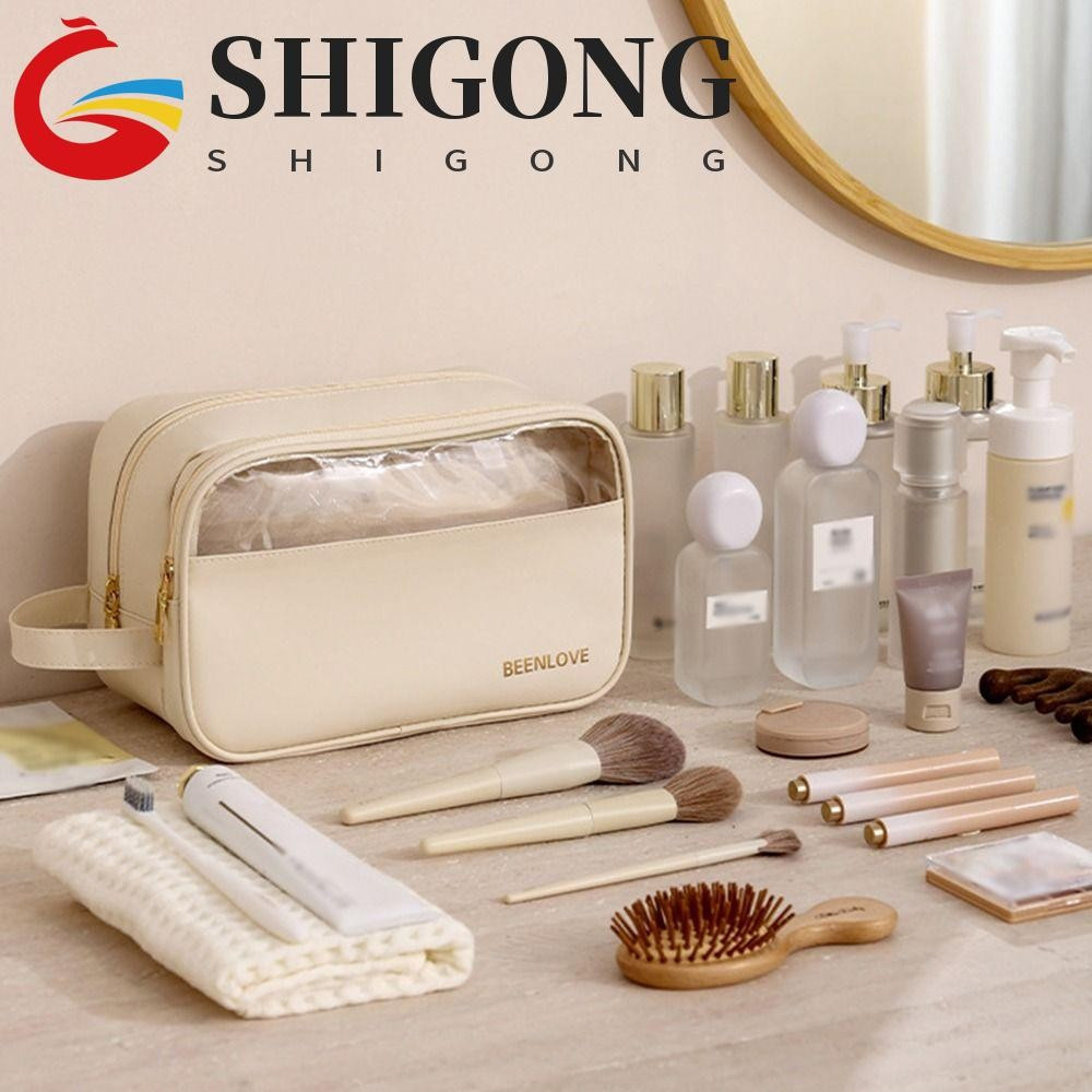 SHIGONG Organizador De Maquiagem Feminino , Com Alça , Bolsa Portátil Cosmética De Viagem Zíper Duplo
