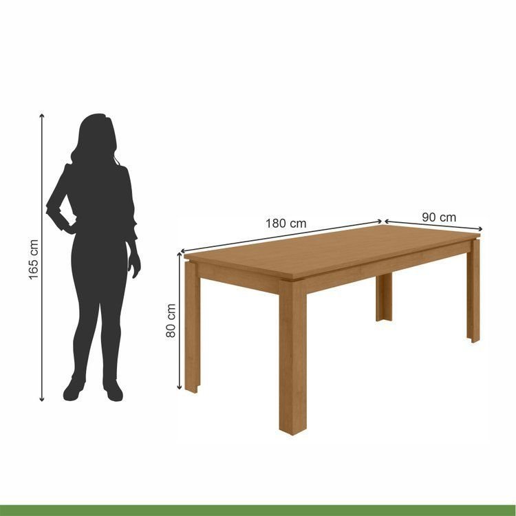 Mesa de Jantar 6 Lugares Madeira Athenas Marrom Amêndoa Clean 180 · foto 2