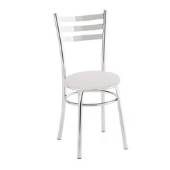 Cadeira para Cozinha Assento Estofado 404 Branco/Cromado Cromado/Branco