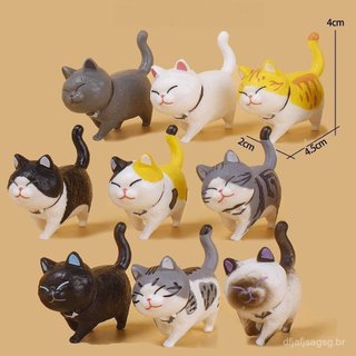 9 unidades/conjunto, 4 cm, adoráveis miniaturas de gatos, estilo anime japonês, gato com sino, bonecos de PVC de alta qu