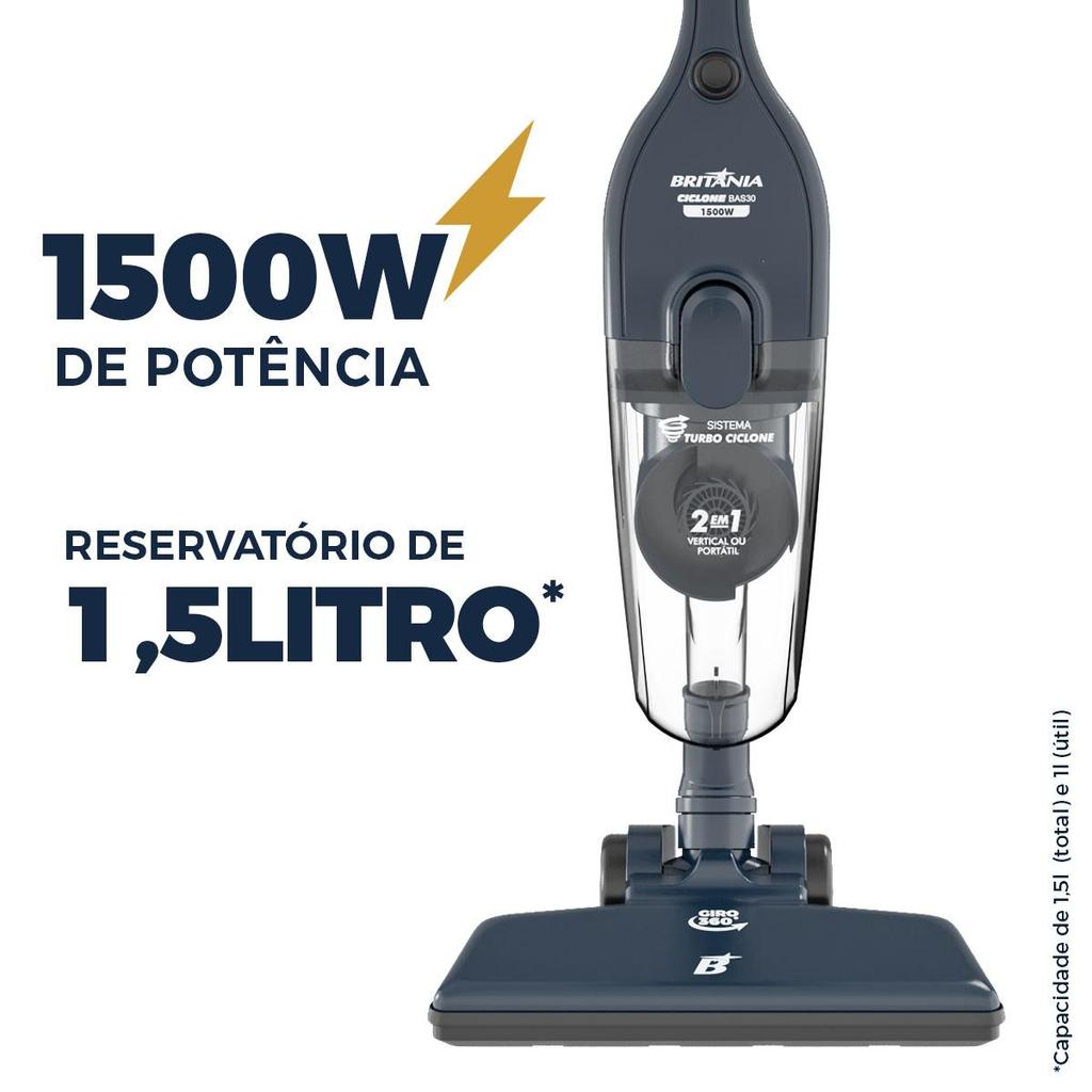 Aspirador de Pó Vertical Britânia 2 em 1 1500W BAS30 1,5L · foto 2