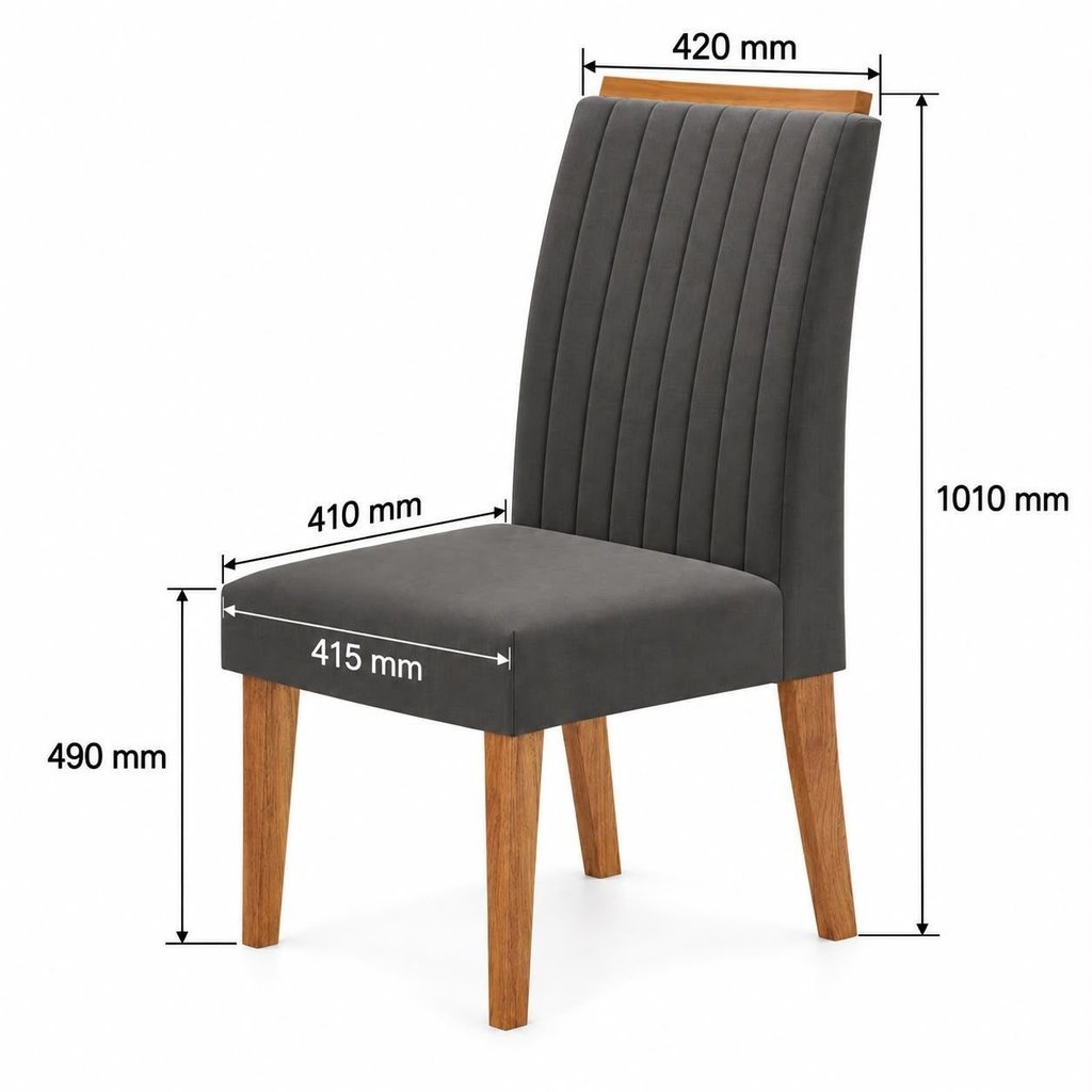 Conjunto Canto Baú com Mesa de Jantar Retangular 120x80cm de Vidro e 2 Cadeiras Yescasa Cinza/Mel/Br Mel/Cinza · foto 2