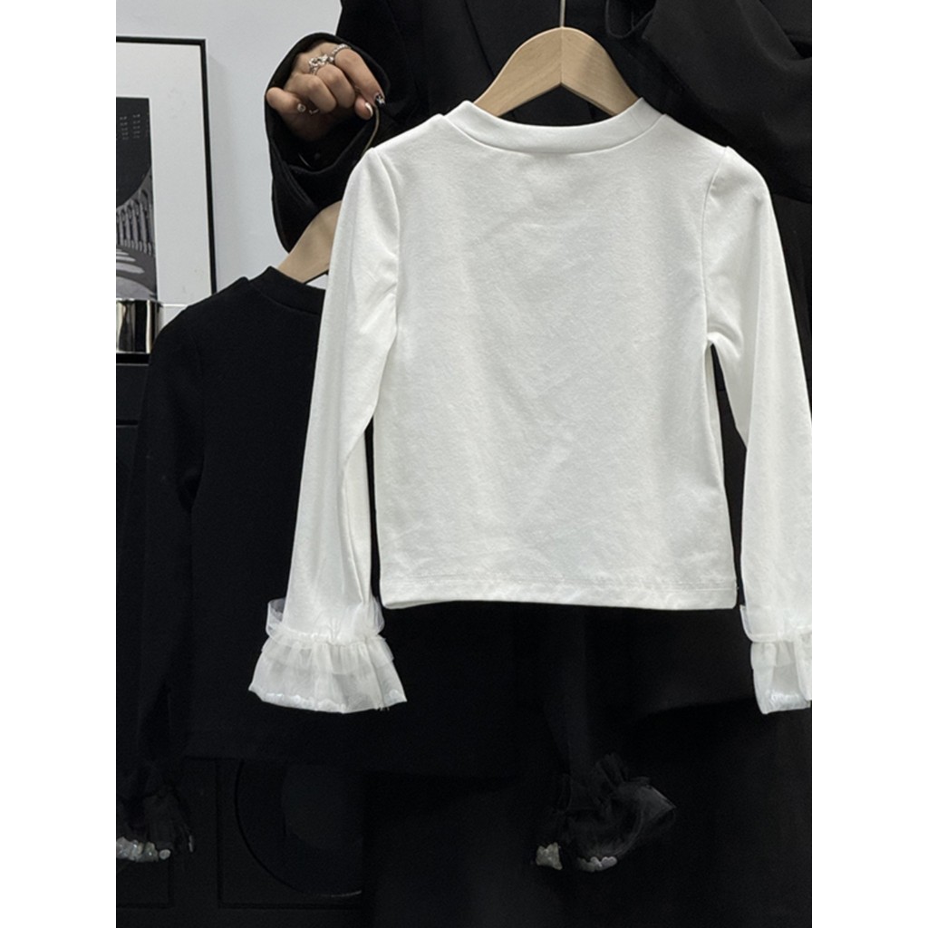 Estoque pronto Roupas infantis Meninas Camisetas de manga comprida Camisas de fundo interno Roupas de outono Crianças Me