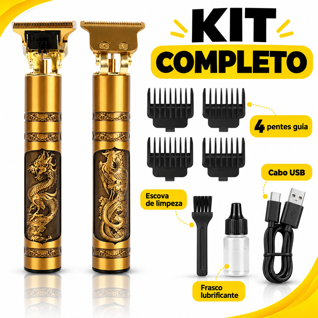 Máquina Cortar Cabelo Barbeiro Profissional Premium Dragão Elétrica Bateria Recarregável Alta Performance — imagem 2 de 2
