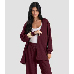 Cardigan Feminino em Malha Tricot Rustic Dianna Vermelho
