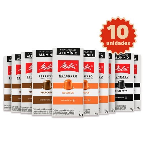 Kit 100 Cápsulas Melitta® - 40 Marcato®, 40 Audacce® e 20 Ristretto