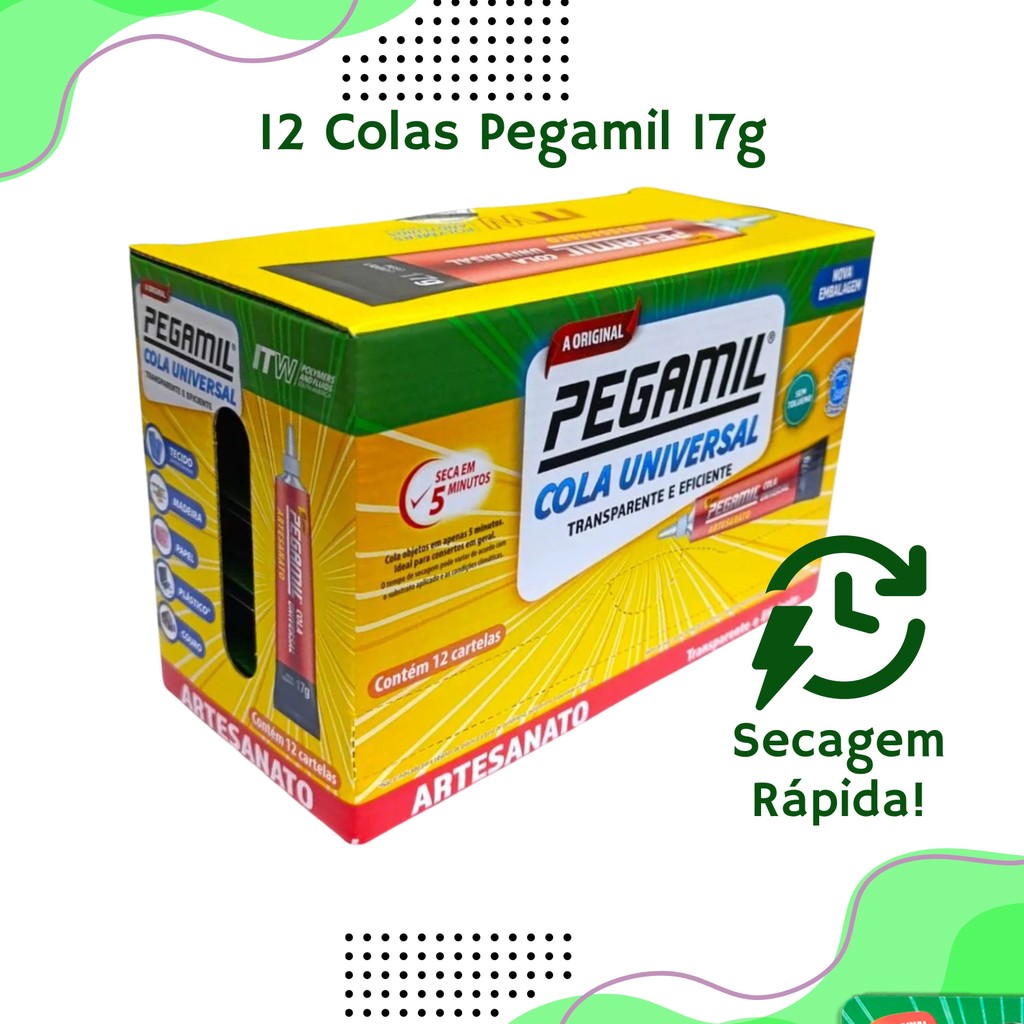 Colas Universal Pegamil 17g Artesanato - Adesivo Multiuso Secagem Rápida em Oferta na Shopee