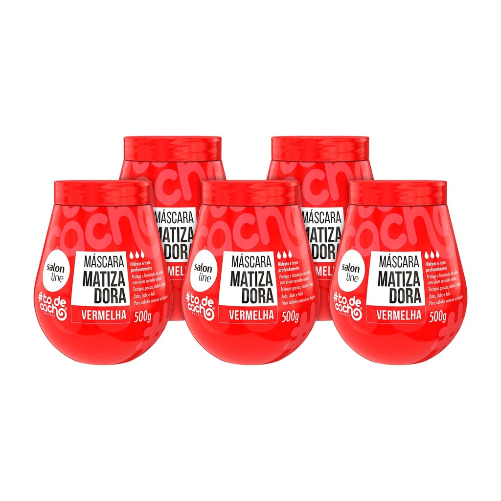 Kit com 5 máscara de hidratação Matizadora #todecacho Vermelhão do Poder Salon Line 500g em Oferta na Shopee