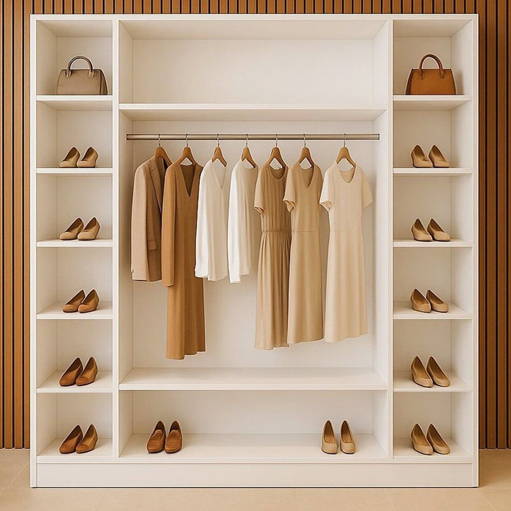 Armário Modular 12 Prateleiras em Colméia e Arara Cabideiro Ana em Oferta na Shopee