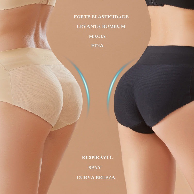 Calcinha acolchoada, levanta e aumenta o bumbum, cintura alta, confortável, modeladora, sem costura, com enchimento