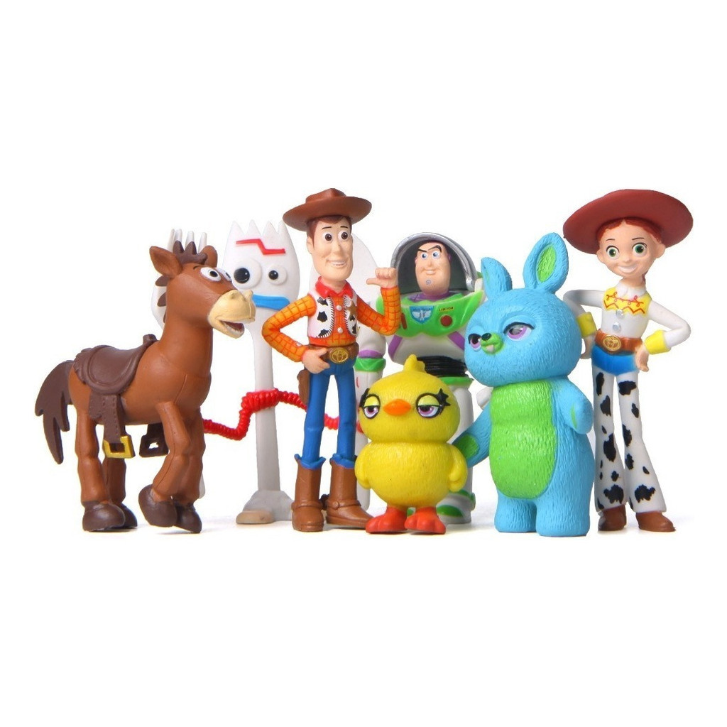 Kit completo - 7 Bonecos Toy Story Filme Woody Buzz Lightyear Jessie - Figuras de Ação - Bonecos