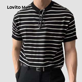 Lovito Men Camisa Casual Colorblock Primavera/verão Camiseta Preta para Homens LNE118014 em Oferta na Shopee