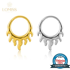 Piercing Nariz Orelha Argola Titânio Pvd Segmento Articulado Detalhe Fogo Septo Rook Conch