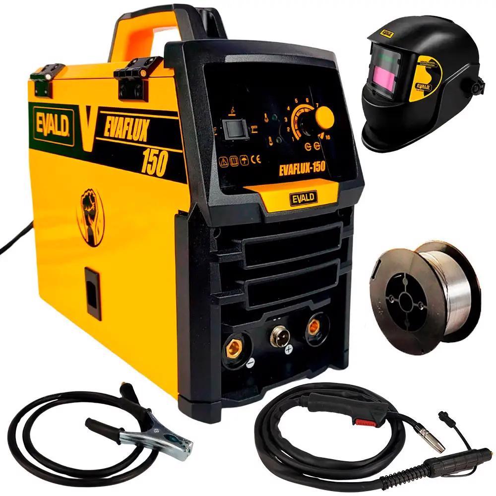 Solda Multiprocesso MIG sem Gás Sinérgica com Máscara EVAFLUX-150 220V EVALD em Oferta na Shopee