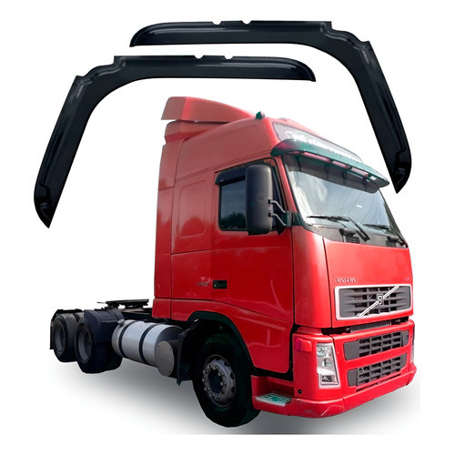 Par Calha Chuva Injetada Fumê Compatível Caminhões Volvo Modelos Globetrotter De 2010 Até 2021