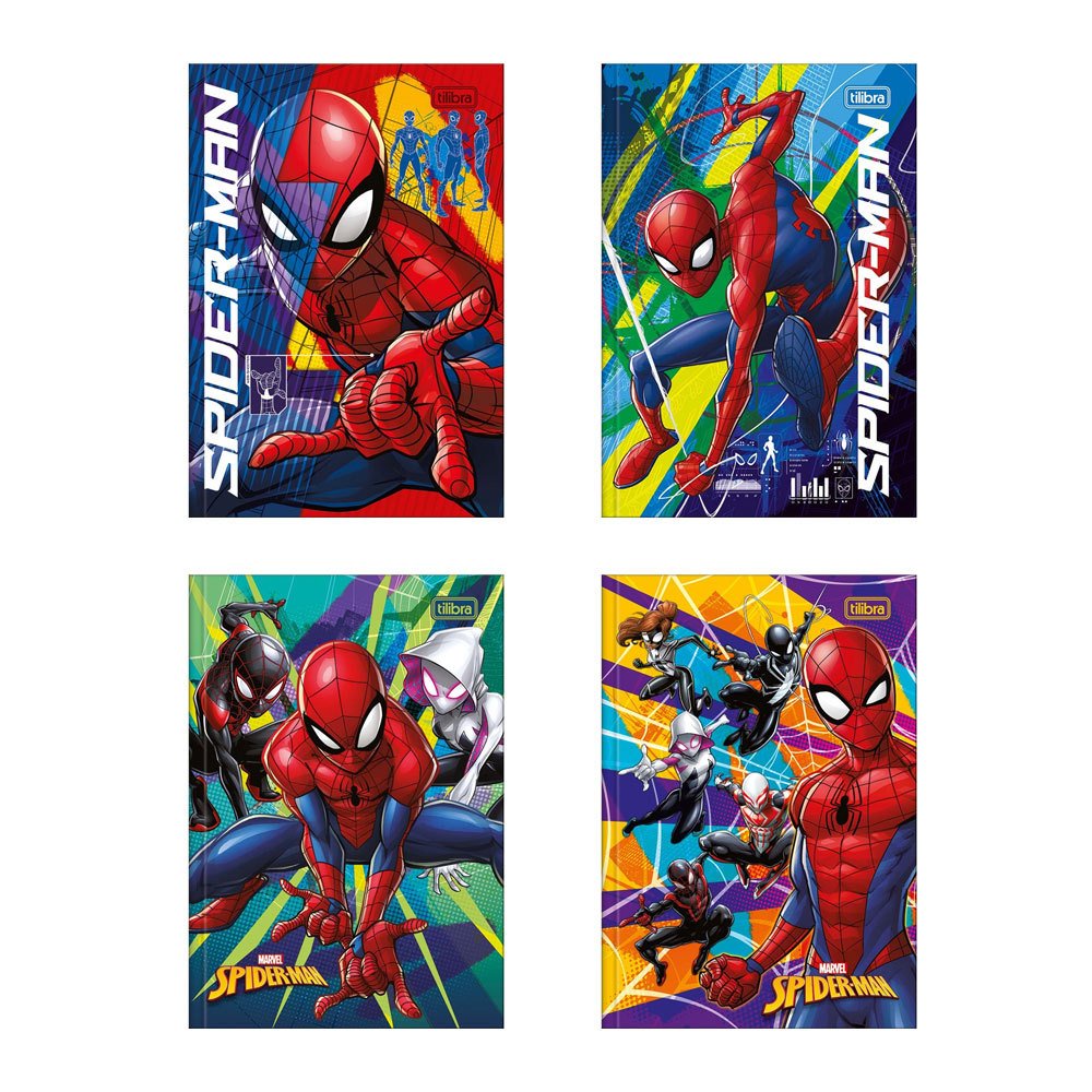 Caderno brochura capa dura 1/4 80 folhas Homem-Aranha Tilibra