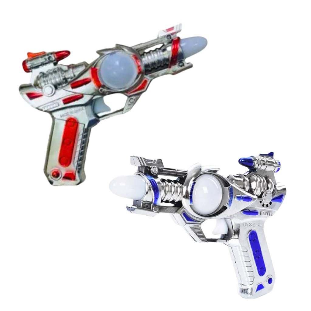Kit 2 Brinquedo Arma Pistola Missão Espacial Com Luz led E Som presente festa infantil interativo