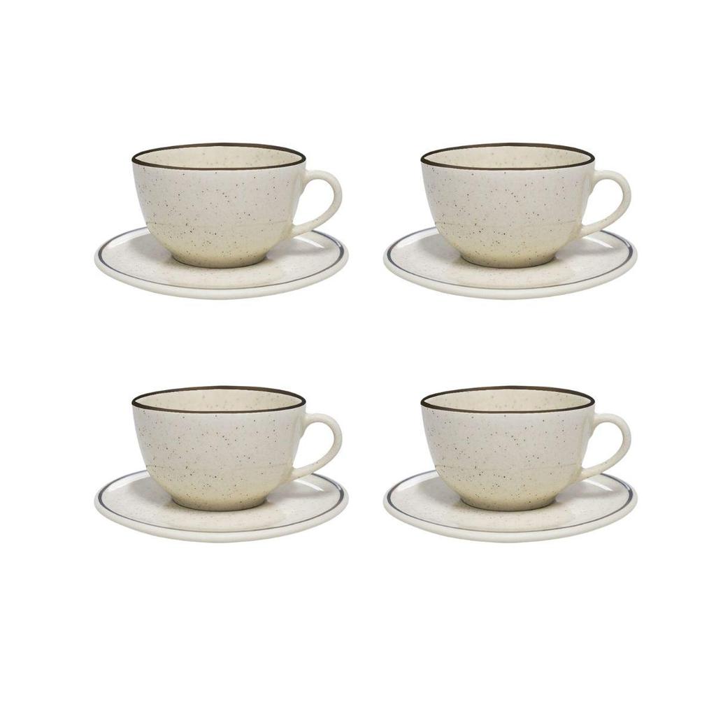 Jogo De 4 Xícaras Grandes 200 Ml Com Pires Unni Brisa em Oferta na Shopee