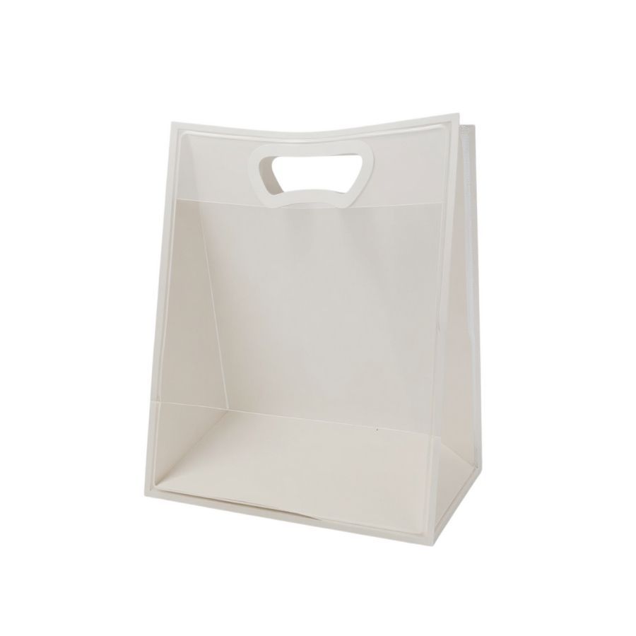 Sacola Transparente Fosca Pvc Alça Plana Branca - 30x23x15cm - 10 unidades - 10 unidades - Cromus - Rizzo em Oferta na Shopee