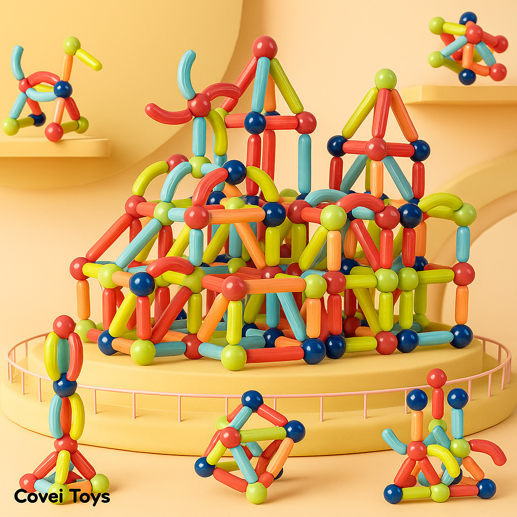 Blocos de Montar Magnético Construção 128 Peças Bastãos e Bolas Brinquedo Educativo Infantil em Oferta na Shopee