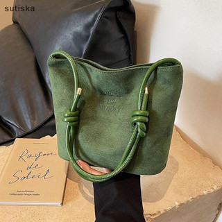 sutiska Bolsa Tote Feminina De Camurça , Balde Elegante De Um Ombro Diagonal Cruzada BR