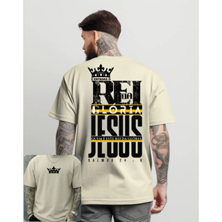 Camisa T-shirt  Oversized Street Wear Casual Estilo Crista  Rei Da Gloria Camiseta 100% Algodão em Oferta na Shopee