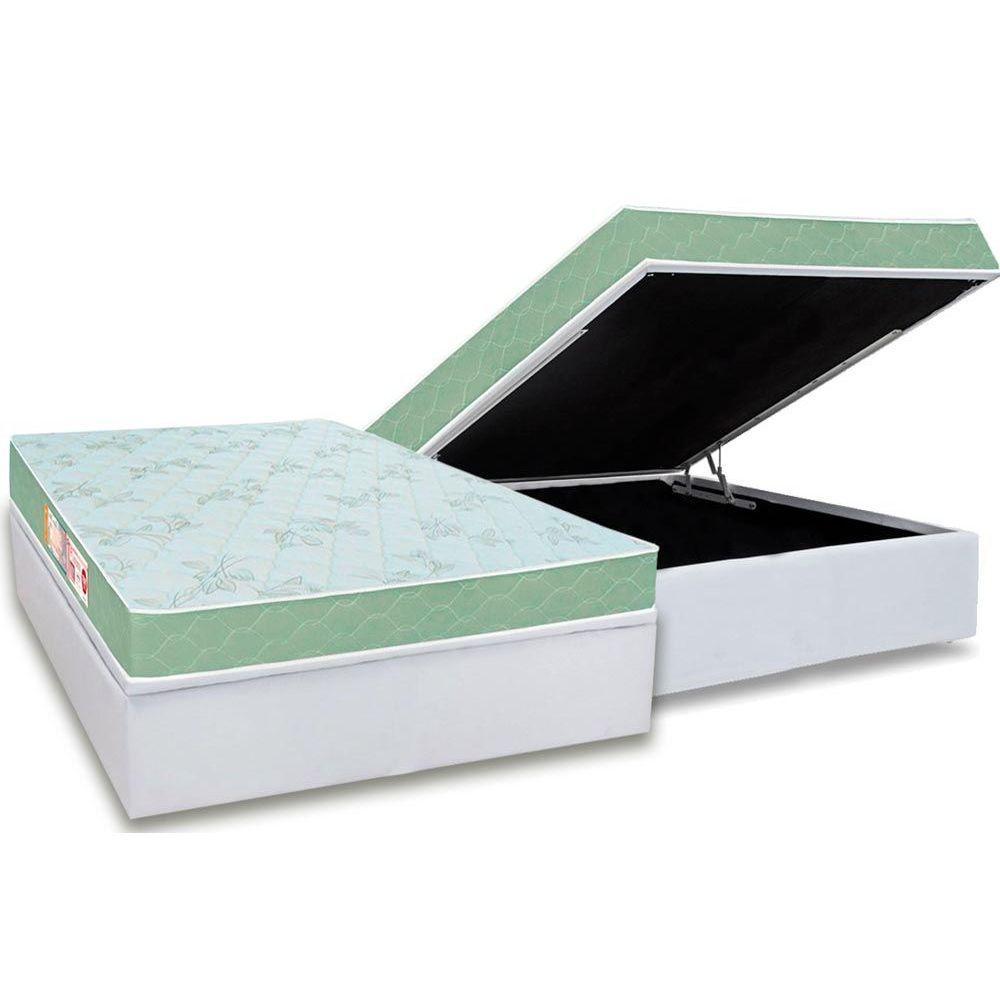 Conjunto Box Baú Casal: Colchão Espuma Castor D33 Sleep Max Duplo + Base CRC Courano White(138x188)