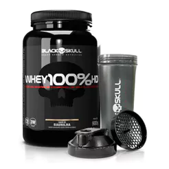 Combo Whey 100% HD 900g + Coqueteleira - Black Skull